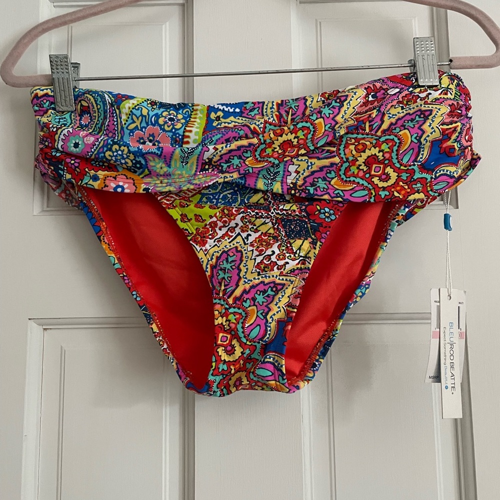 Bleu by Rod Beattie, Women's Multicolor Flight Sarong Hipster Bottom, Size 10